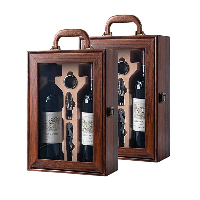 Luxury wine box for two bottles of different shapes